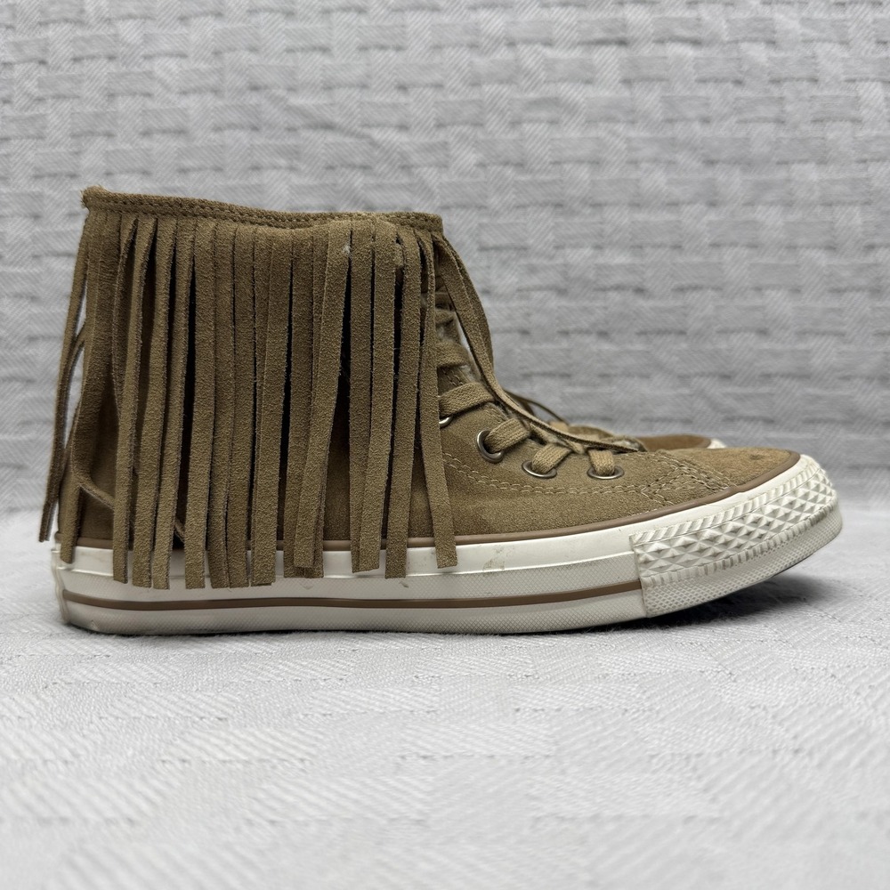 Converse Chuck Taylor All Star Shoes Womens Size 6.5 Brown Suede Fringe Sneakers